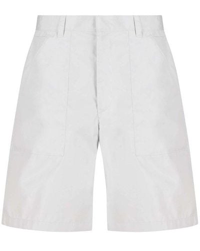 Prada Mid-rise Logo Plaque Flared Shorts - White
