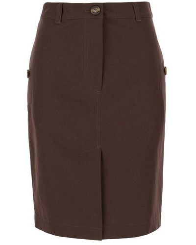 Weekend by Maxmara Button Detailed Mini Skirt - Brown