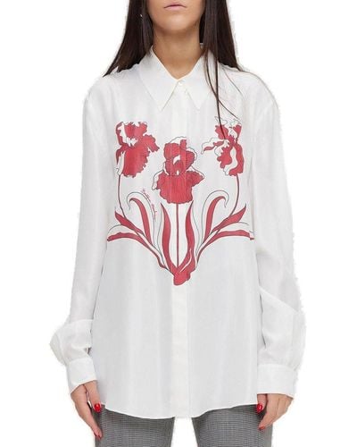 Boutique Moschino Floral Print Long-sleeved Shirt - White