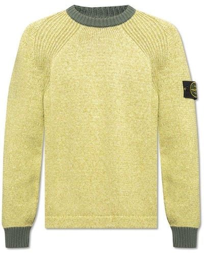 Stone Island Sweater With Logo, - Yellow