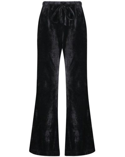 Fendi Wide-leg Drawstring Velvet Trousers - Black