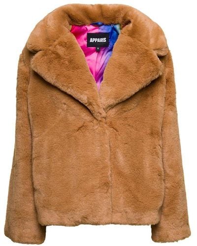 Apparis Milly Single Breasted Shearling Jacket - Brown