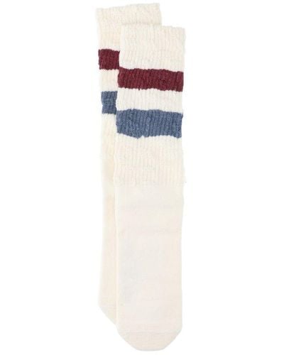 Golden Goose Striped Rib-knitted Ankle Socks - White