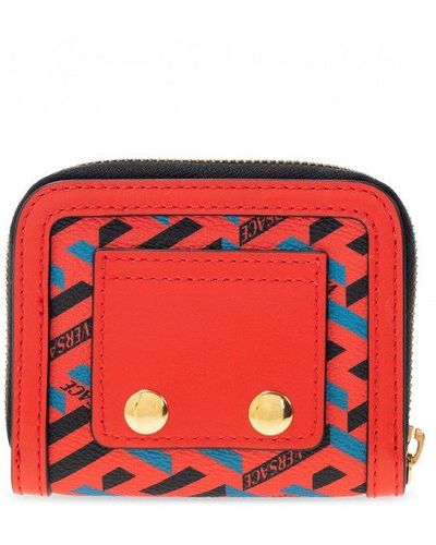 Versace La Greca Pattern Zip-around Wallet - Red