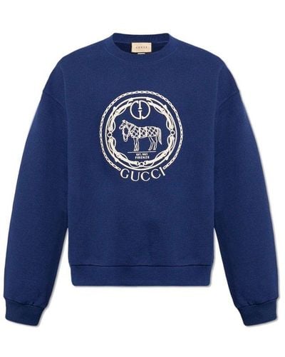 Gucci Sweatshirt With Logo, - Blue
