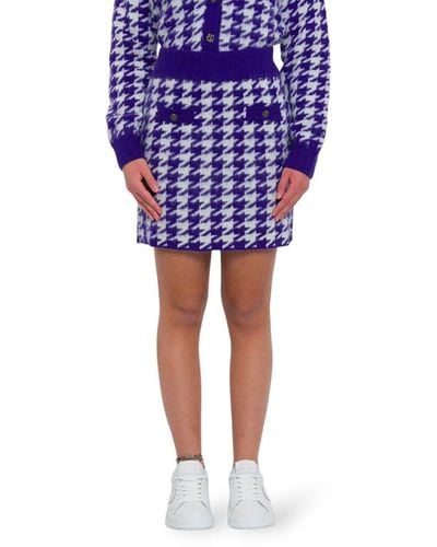 Mc2 Saint Barth Checked Knitted Mini Skirt - Blue