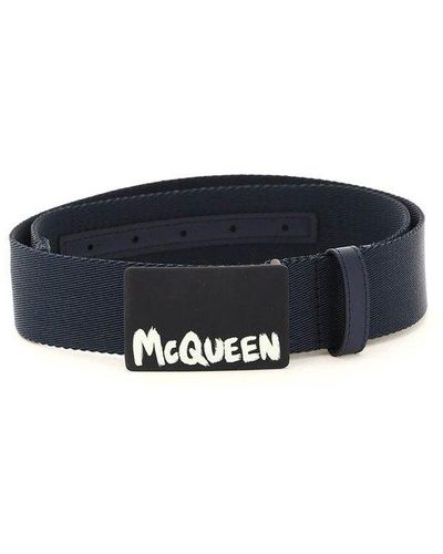 Alexander McQueen 'mcqueen Graffiti' Fabric Belt - Blue