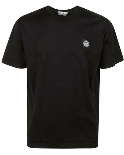 Stone Island Logo Patch Crewneck T-shirt - Black