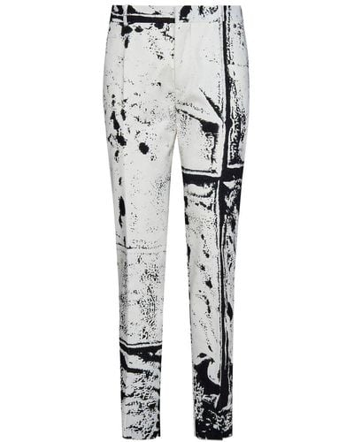 Alexander McQueen Fold Print Workwear Trousers - White