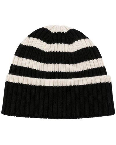 Totême Striped Wool Beanie Hat - Black