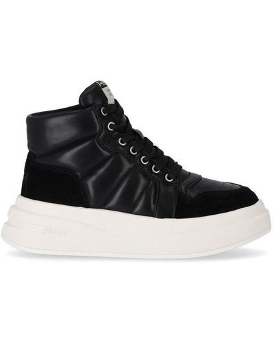 Ash High-top Ruched-detail Lace-up Trainers - Black