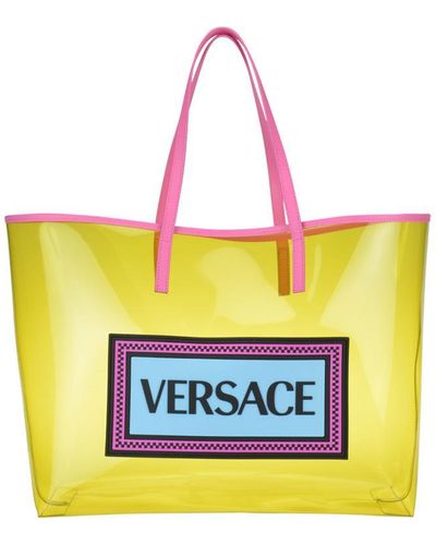 Versace Clear Vinyl Logo Tote - Yellow