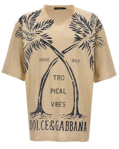 Dolce & Gabbana Banana Tree Printed Short-sleeved T-shirt - Natural