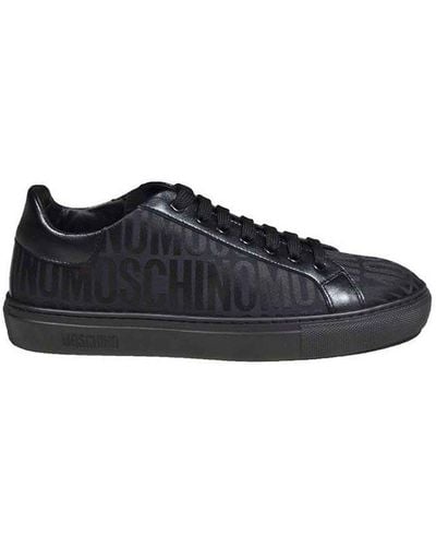 Moschino All-over Monogram Jacquard Lace-up Sneakers - Black