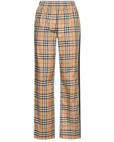 Burberry Lowane Check Print Cotton Trousers - Multicolour
