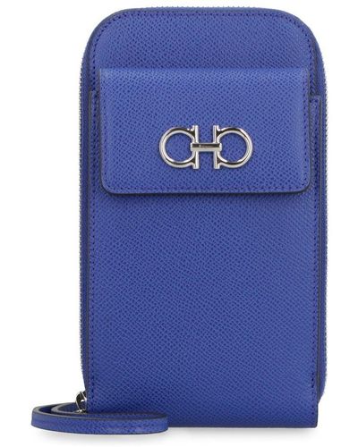 Ferragamo Gancini Leather Mobile Phone Case - Blue