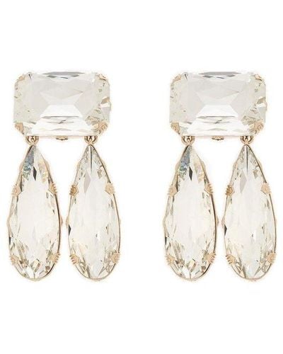Gucci Clip-on Earrings With Glossy Crystals, - Metallic