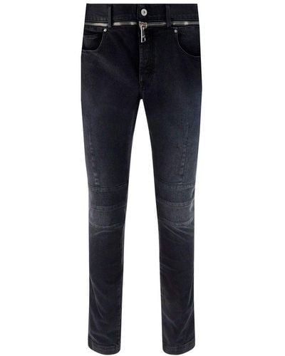 Balmain Zipped-belt Skinny Jeans - Blue