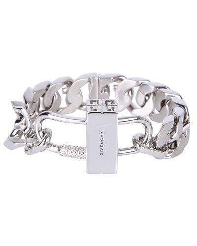 Givenchy Logo Engraved Chain Link Bracelet - White