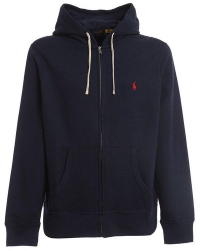 Polo Ralph Lauren Pony Embroidered Zipped Hoodie - Blue