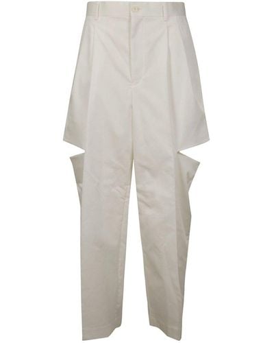 Noir Kei Ninomiya Cut-out Wide-leg Trousers - White
