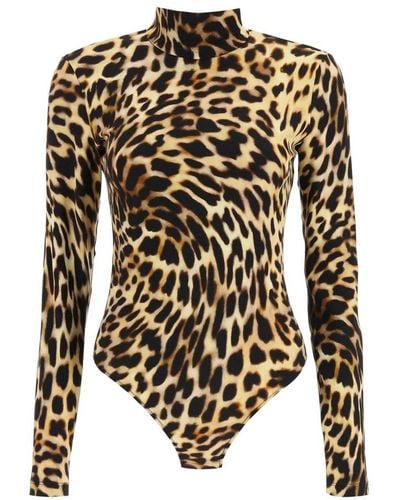Stella McCartney Leopard Print Long Sleeve Bodysuit - Black