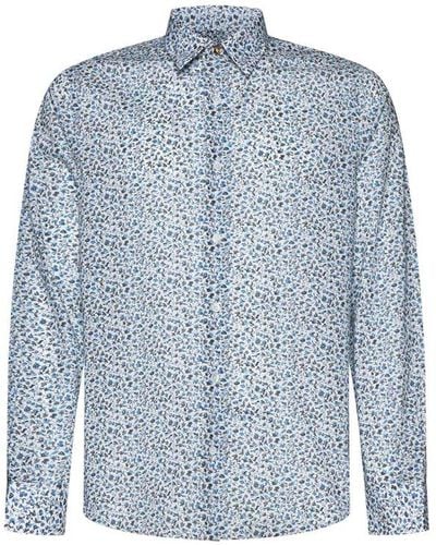 Paul Smith Tailored-fit Floral Printed Shirt - Blue