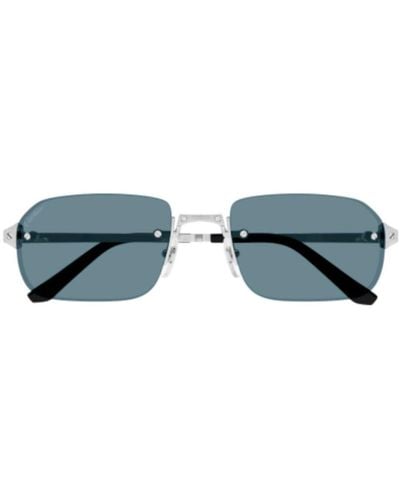 Cartier Rectangular Frame Sunglasses - Blue