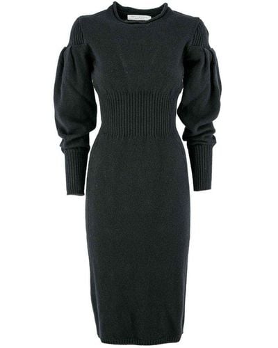 Philosophy Di Lorenzo Serafini Long-sleeve Knitted Midi Dress - Black