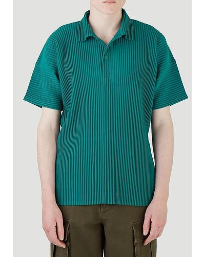 Homme Plissé Issey Miyake Pleated Polo Shirt - Green