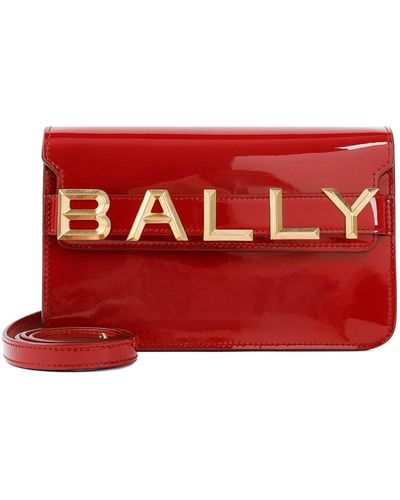 Bally Logo Crossbody Vernice Shoulder Bag - Red