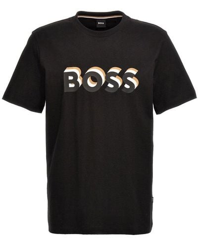 BOSS Logo Printed Crewwneck T-shirt - Black