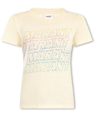 Isabel Marant Ziliani Logo Printed Crewneck T-shirt - White