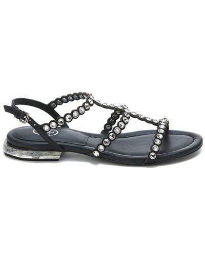Ash Saphiro Embellished Open Toe Sandals - Black