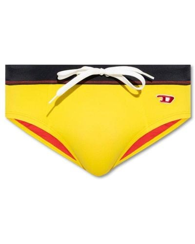 DIESEL Bmbr Alfie Logo Detailed Swim Briefs - Yellow