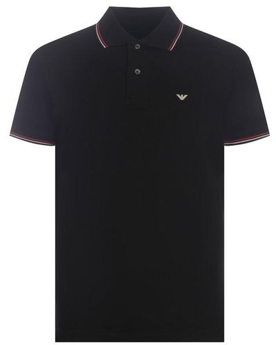 Emporio Armani Stretch Cotton Polo Shirt - Black