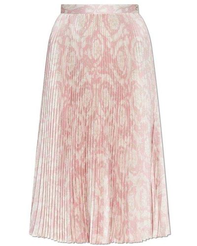 Versace Pattern-printed Pleated Skirt - Pink