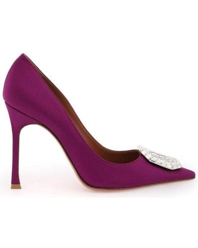 AMINA MUADDI Camelia Embellished Pointed-toe Court Shoes - Purple