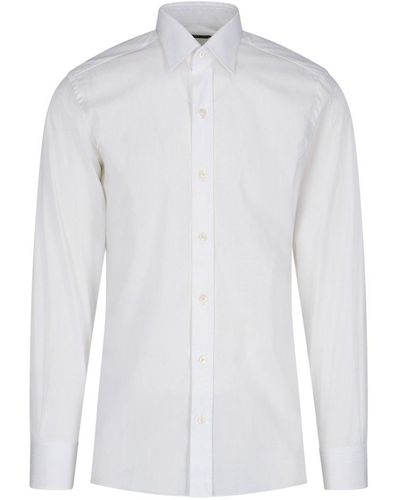 Tom Ford Long-sleeved Curved Hem Shirt - White