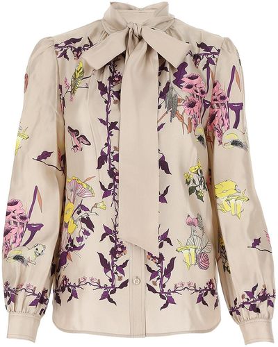 Tory Burch Mushroom Party Bow Blouse - Pink