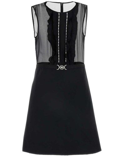 Versace Sleeveless A-line Georgette Mini Dress - Black