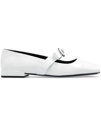 Versace Gianni Ribbon Square-toe Ballerina Shoes - White