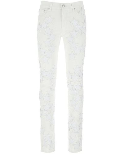 Amiri Chemist Leather Stars Jeans - White