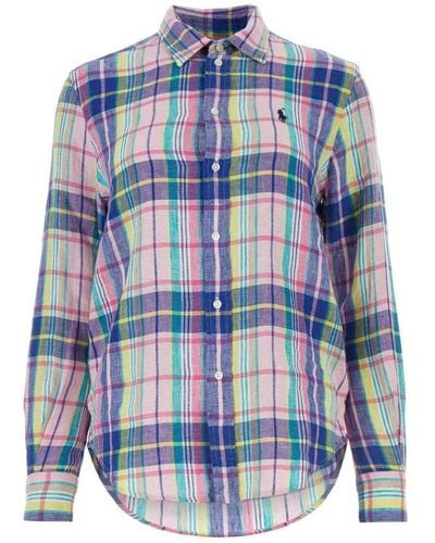 Polo Ralph Lauren Polo Pony Embroidered Checked Shirt - Blue