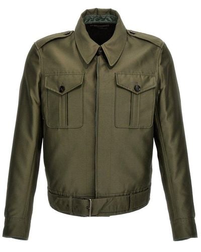 Tom Ford Belted-waist Military Jacket - Green