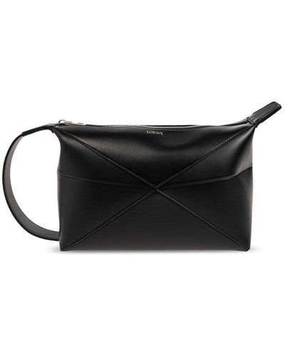 Loewe Puzzle Fold Zip-up Tote Bag - Black