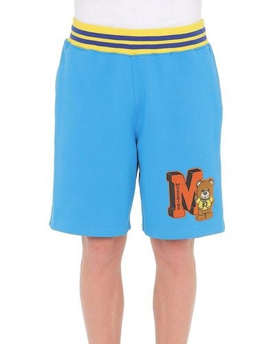 Moschino Logo Teddy Patch Shorts - Blue