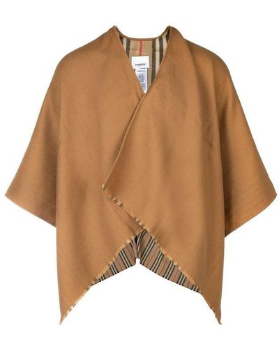 Burberry Icon Stripe Detail Cape - Brown