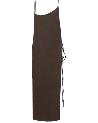 The Attico Asymmetrical-neck Sleeveless Midi Dress - Brown