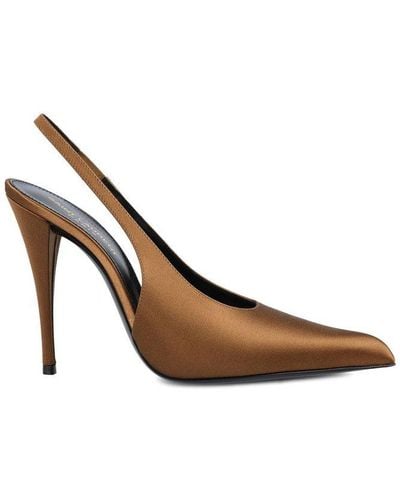 Saint Laurent Faye Pointed Toe Court Shoes - Brown